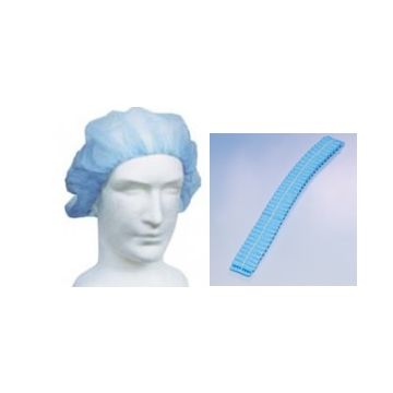 Blue nonwoven hairnet, pleated (100 pcs) 58cm